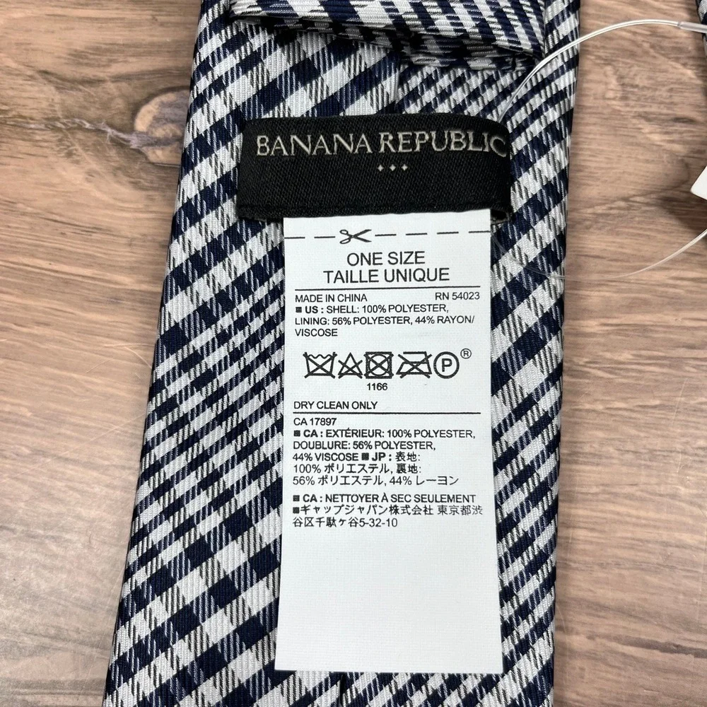 Banana Republic Necktie‎ Mens One Size Navy Blue Micro Plaid